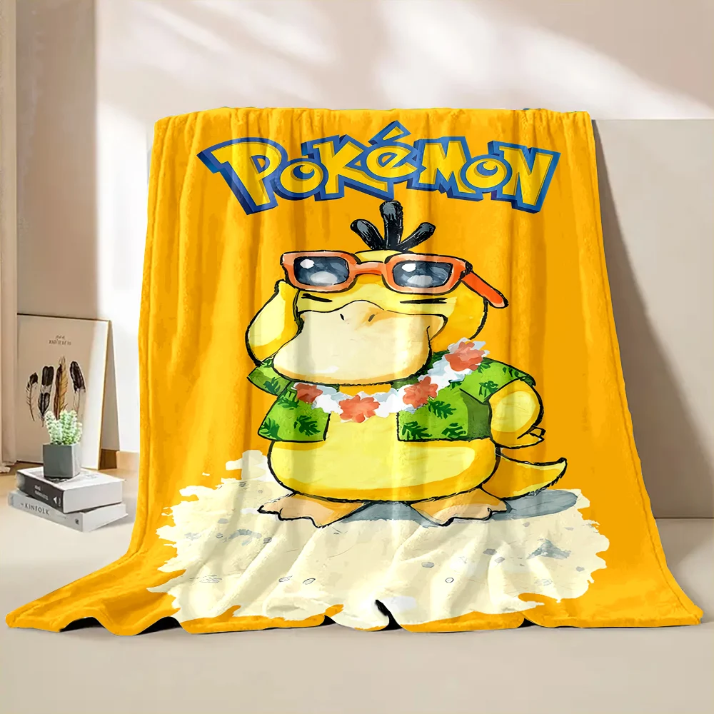 Japanese Pokemon Psyduck Blanket Flannel Soft Fluffy Fleece Throw Camping Blankets for Children Sofa Throw Thin Blanket Gift