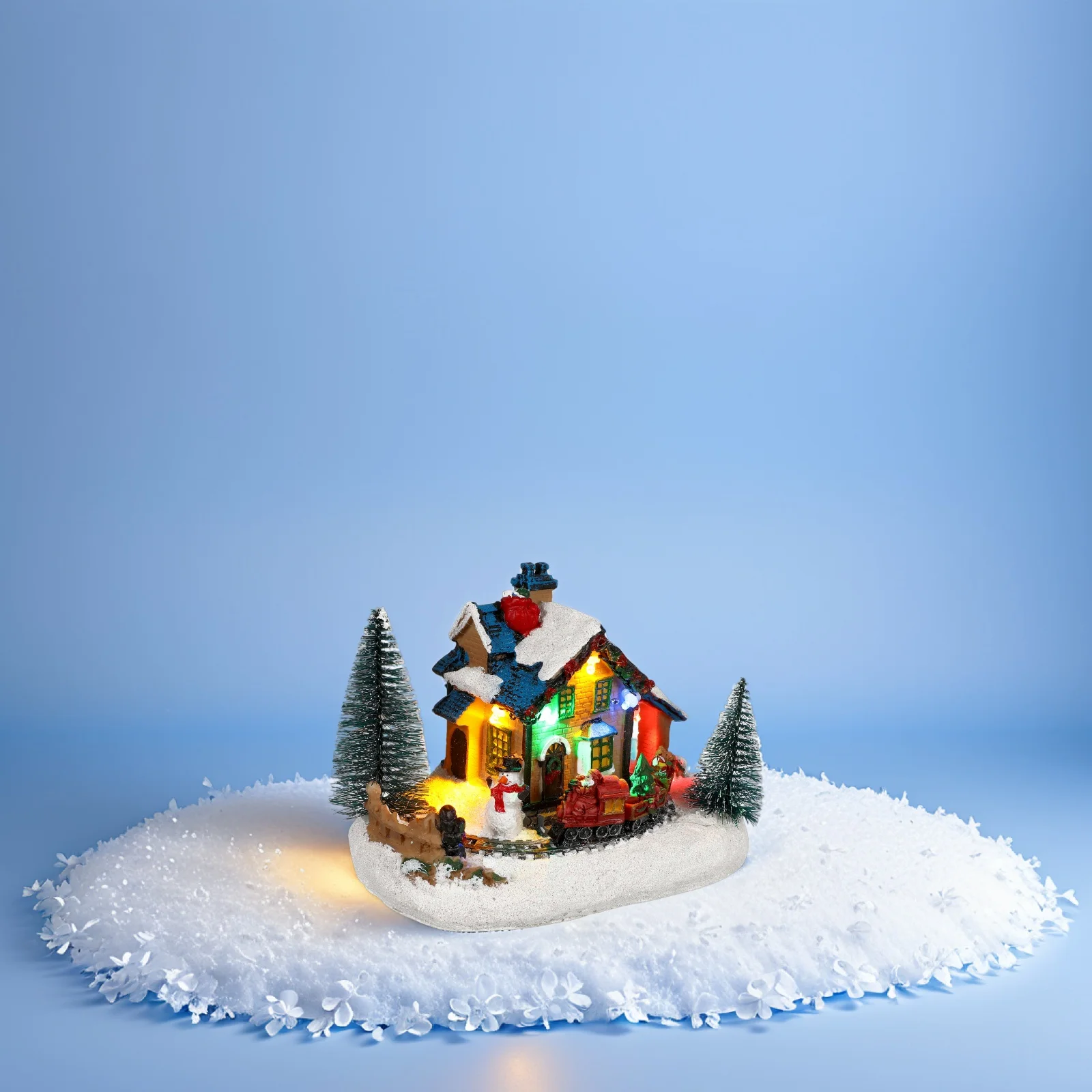 

1Pc Glowing Christmas House LED Light Christmas Luminous House Miniature Desktop Decoration Christmas Figurine Without battery