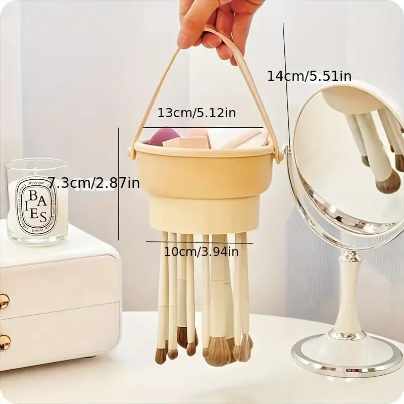 シリコンメイクブラシクリーニングボウル、ビューティースポンジ、クリーナーマット、乾燥ラック、ツール、1個