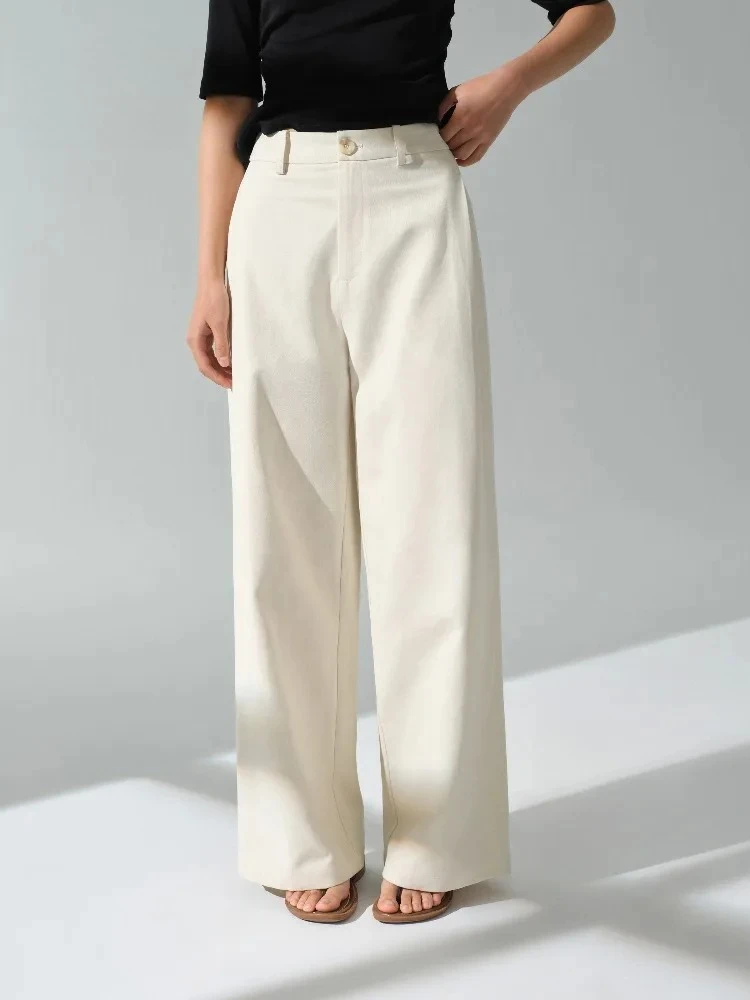 High Waist Casual Pants Fashional Slim Straight Trousers Versatile Comfortable Long Pants for Petite Ladies Office or Daily Wear