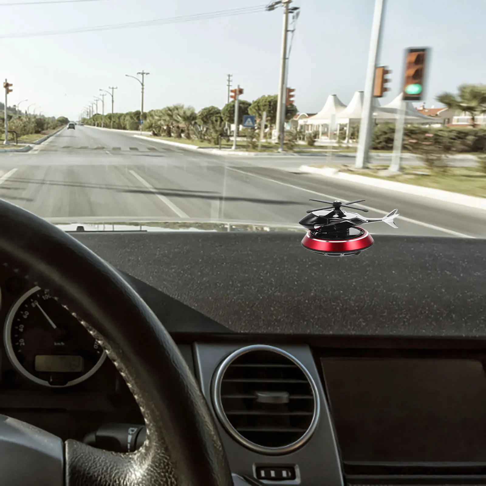 

Gem Blue Solar Helicopter Car Perfume Decoration Dashboard Ornament Non Liquid Air Freshener Aromatherapy Car Interior