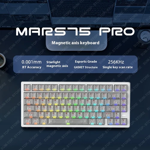 Imagen 2 del producto IROK Mars75 Pro Mars 75 Pro teclado mecánico magnético 75% diseño RT0.001mm 8K 0.125ms retardo RGB junta teclado para juegos por cable