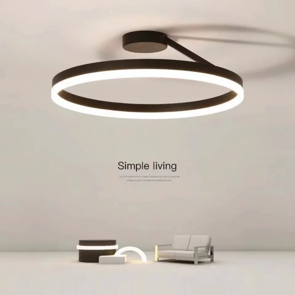 Nordic Minimalism Round Led Ceiling Chandelier Painted Aluminium Chandelier Living Lamp Bedroom Simple Home Decor Lamp Fixtures