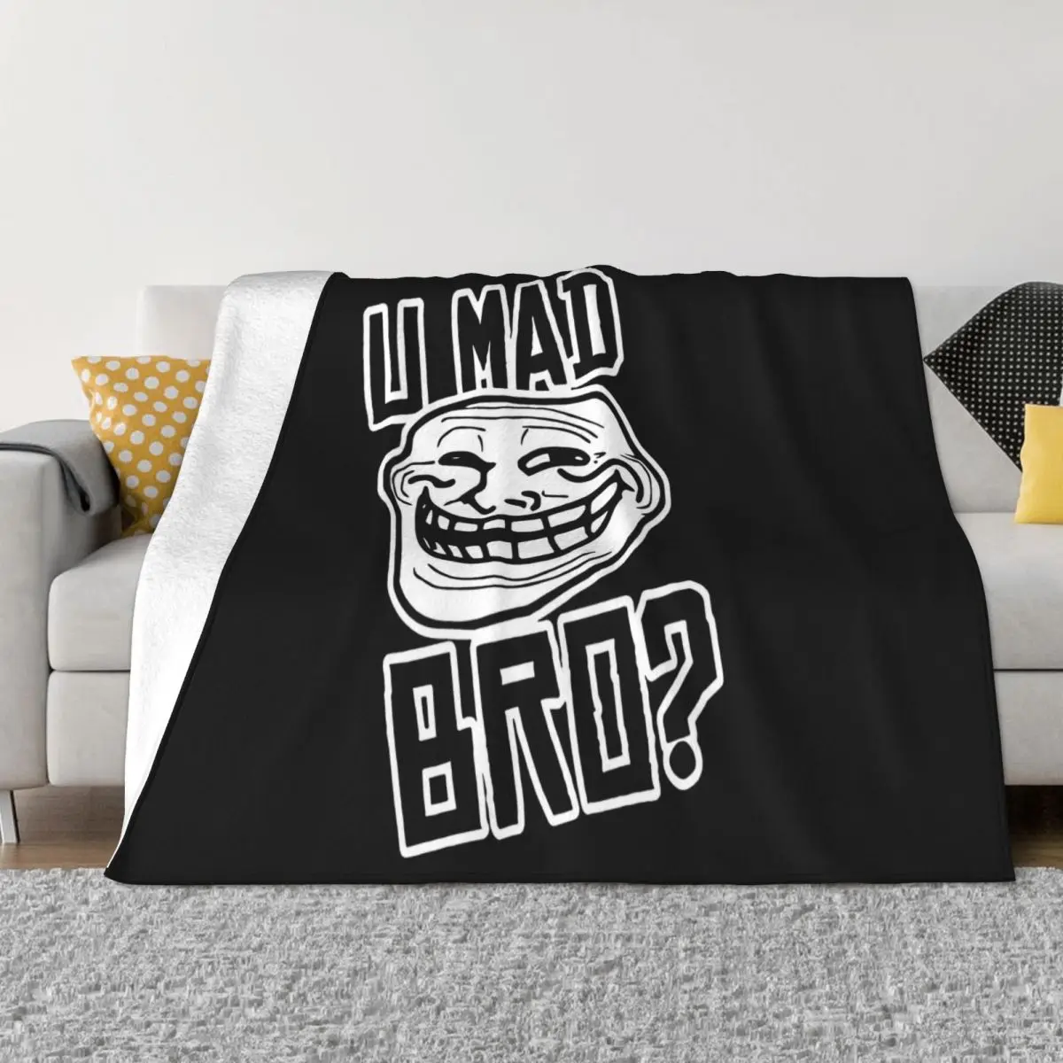 

You U Mad Bro Troll Face Meme Интернет Юмор Шутка Nerd Geek Gag Мужская повязка на голову Atmungsaktives Sc Throw Blanket