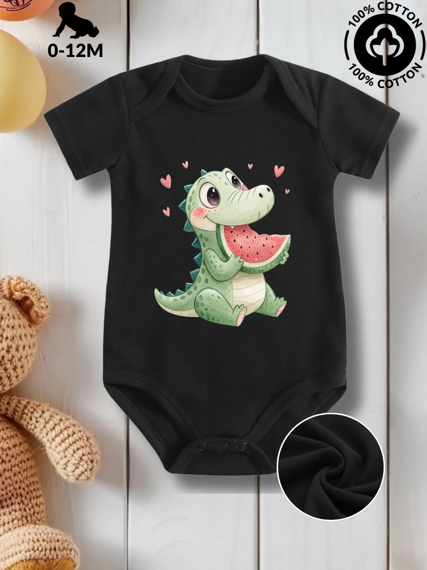 

Loving Alligator Unisex Baby Crawling Suit, Pure Cotton Skin Care Onesie, All-Season Wear Black Bodysuit 190GSM