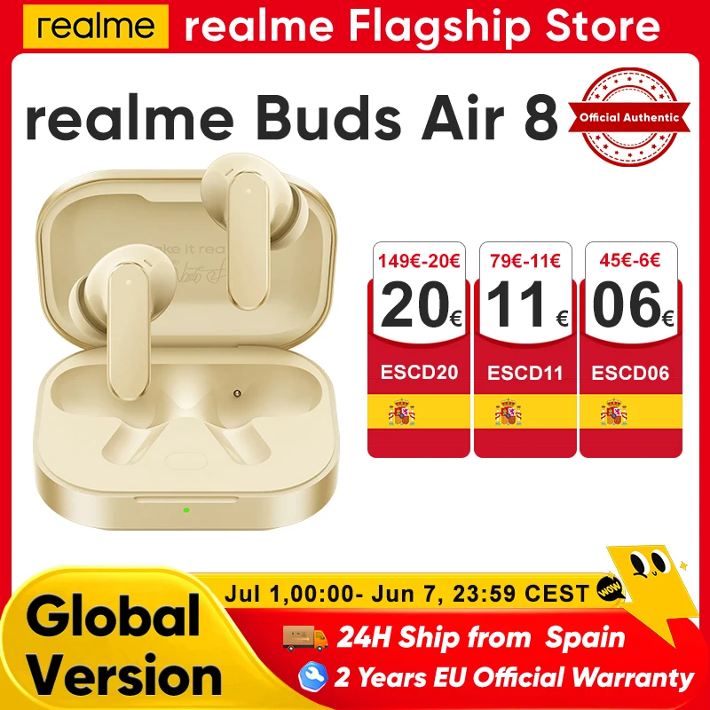 realme Buds Air 8 nuevos auriculares Bluetooth con asistente de IA, 55 dB y 58 …