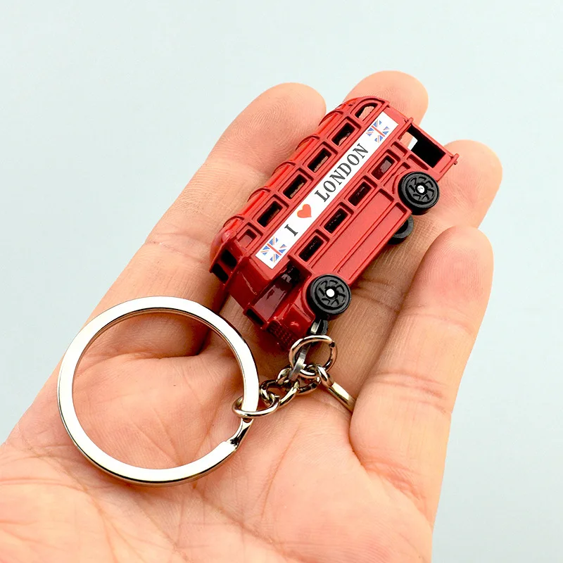 Classical Double-decker London Bus Key Chain Red Postbox Telephone Booth Keychain Travel Souvenir Pendant For Men Birthday Gift