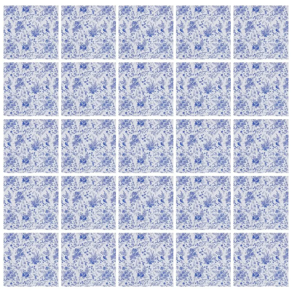 100 Pcs Blue and White Napkin Dinner Napkins Floral Paper Cocktail Bridal Shower