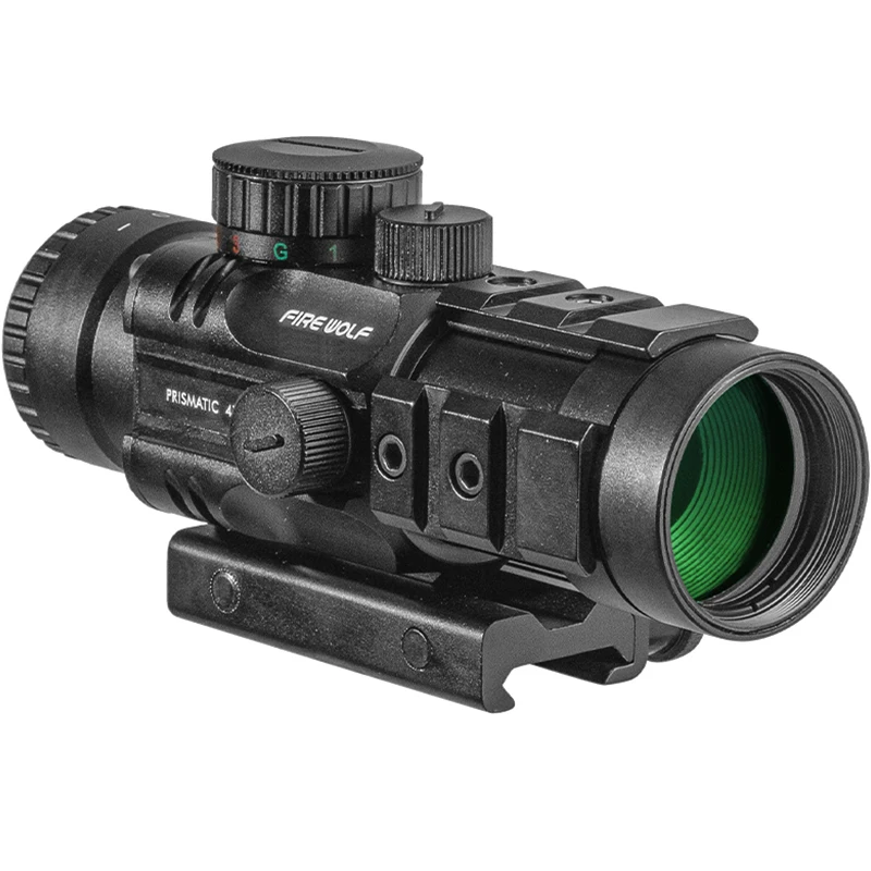 Fire Wolf 4X32 Scope Hunting Optical Sight Tactical Rifle Scope Green Red Dot Light Rifle Cross Spotting Scope for Rifle Hunting