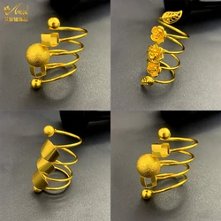 ANIID Dubai Spiral Ring Brazilian Women 24K Gold Color Wedding Bride Arabic Ethiopian Big Nigerian Jewellery Moroccan Resizable