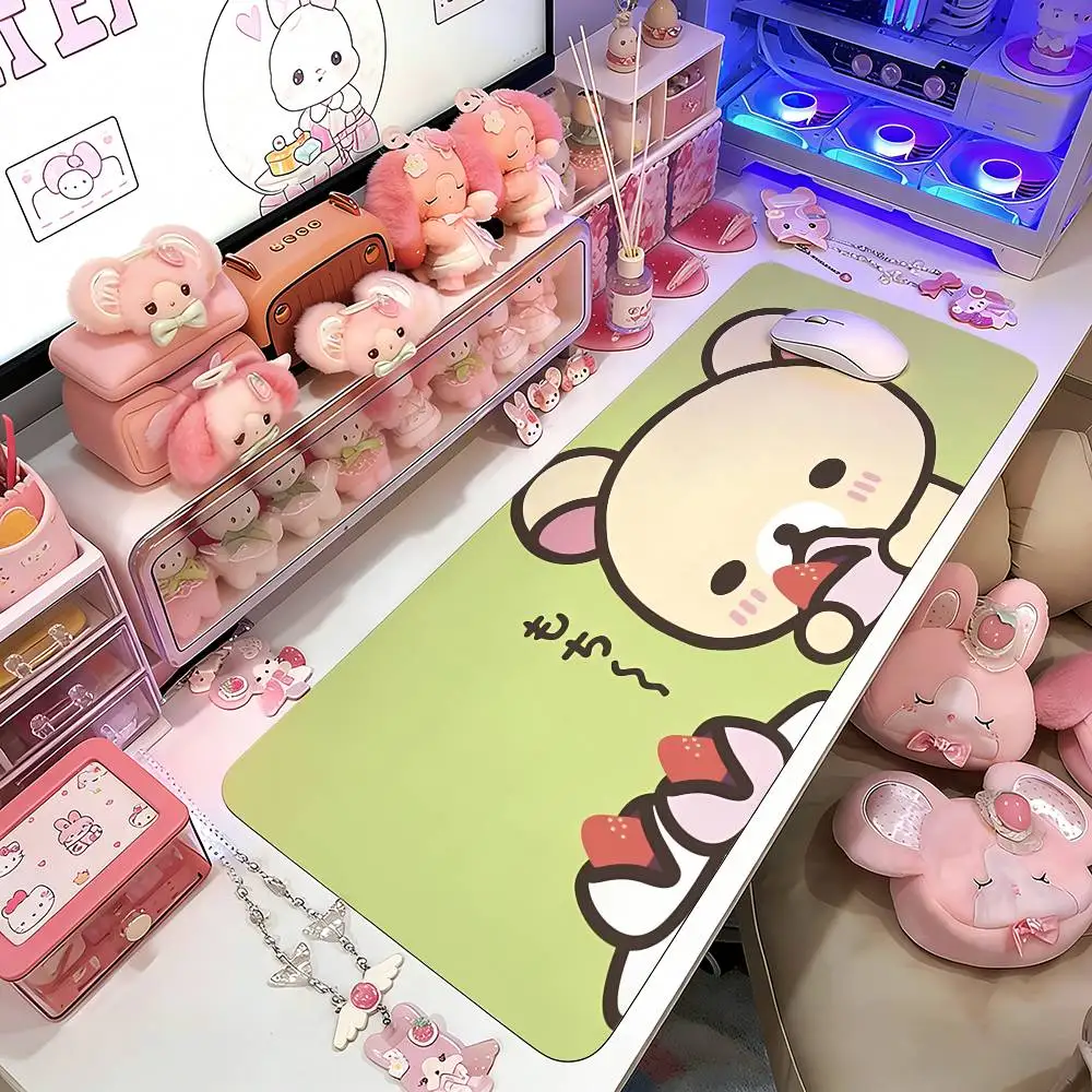 R-Rilakkuma B-Bear Mouse Pad Gaming Deskmat Sakura Mousepad Anime Office Carpet Gamer Keyboard Computer Desks
