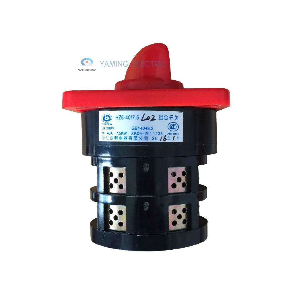 40A 7.5kw 380V 2 Pole Two Position Universal Rotary Cam Changeover Switch Silver Contact Red HZ5-40/7.5 L02