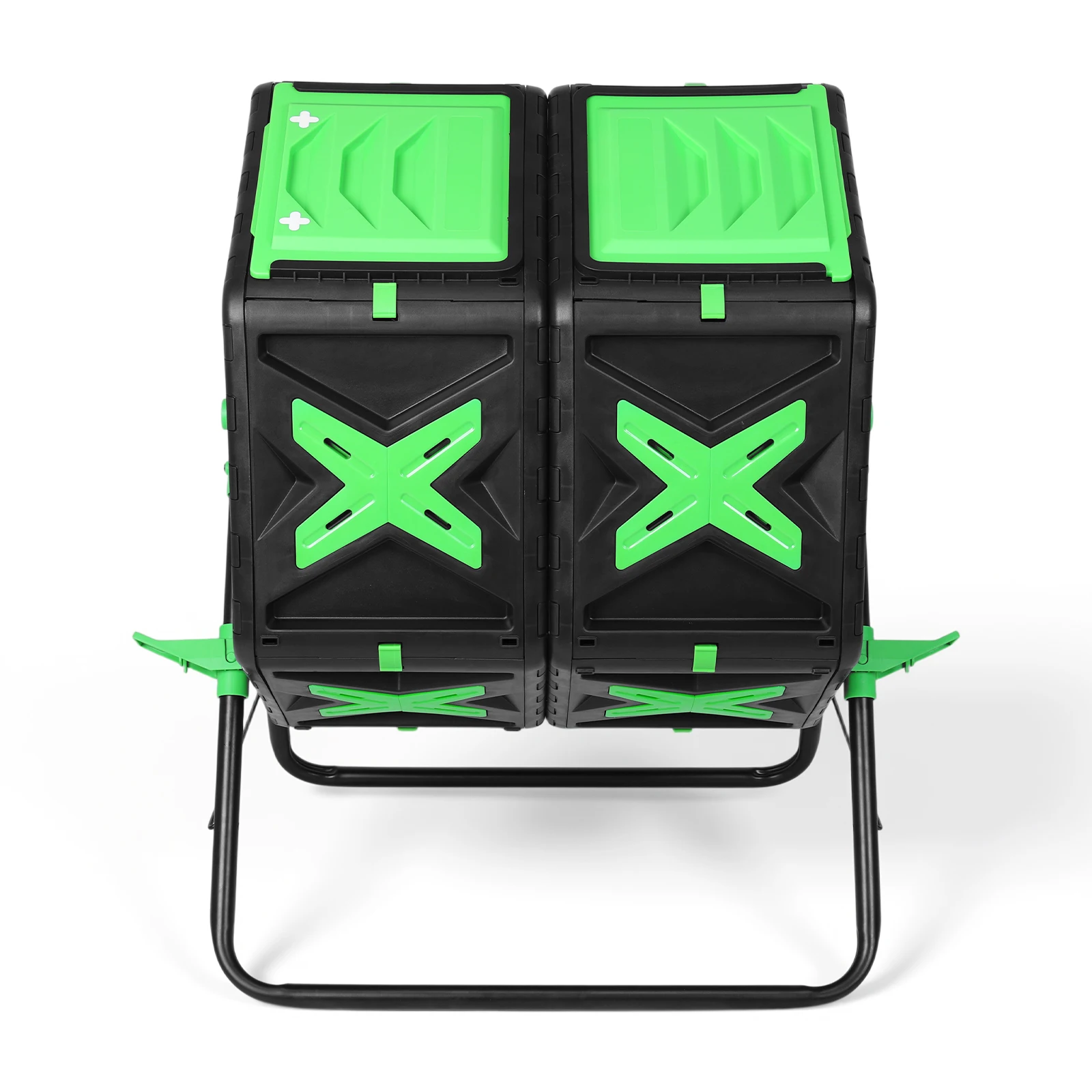 

Компостный тумблер с двумя камерами, 140 л, быстрая сборка, вращение на 360° ° Вращающийся компостный контейнер с раздвижной дверцей для сада и двора, простая установка