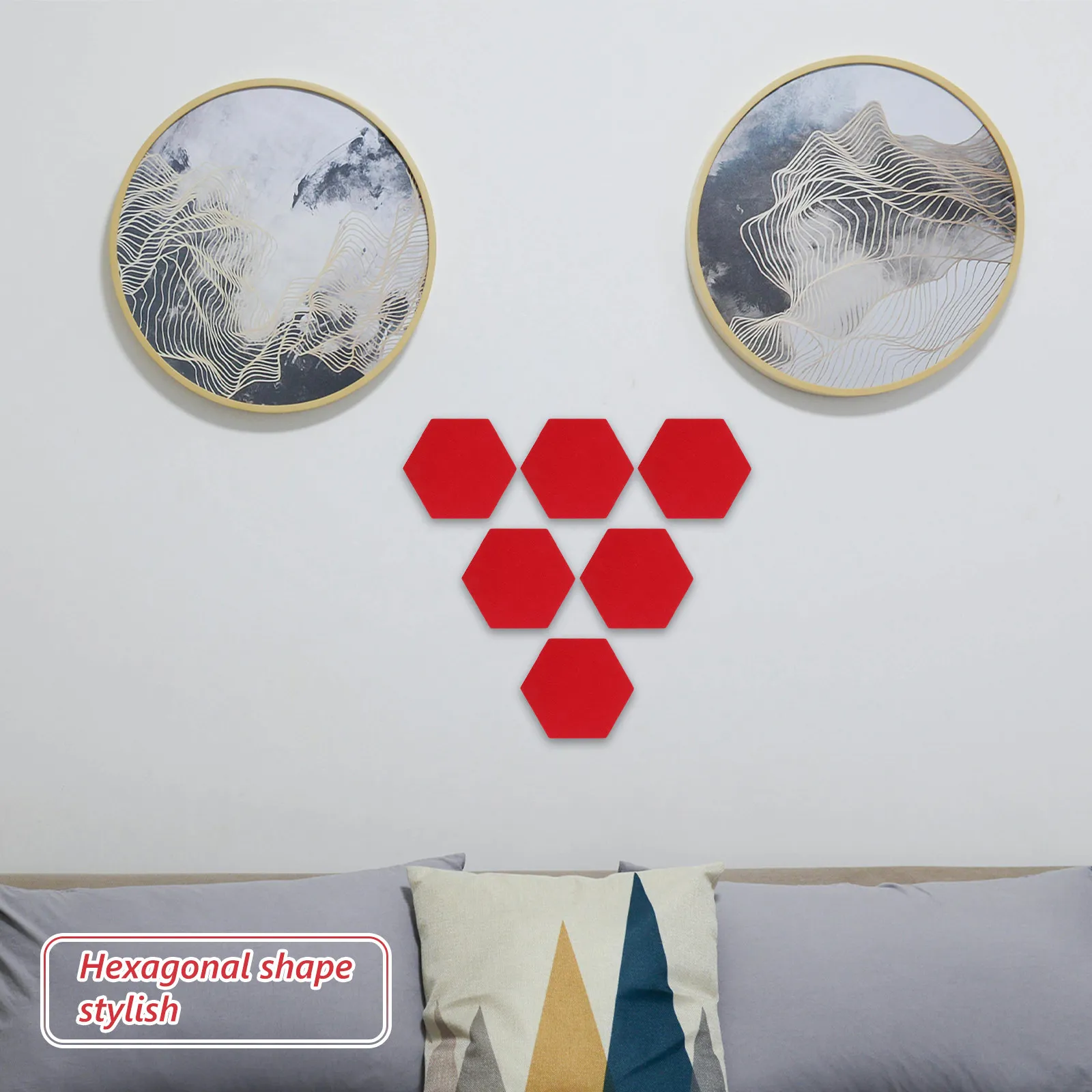 12Pcs Hexagonal Felt Wall Tiles Self Adhesive Sound Absorbing Panels Creative DIY Wall Art Photo Board Memo Board for Living