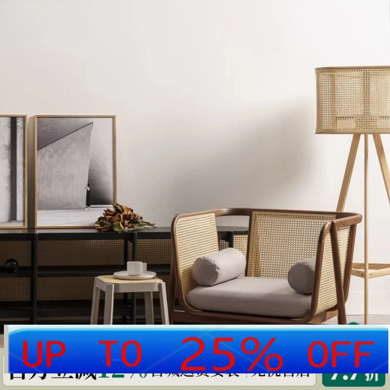 LH Natural rattan lounge chair solid wood sofa combination home living room chaise longue