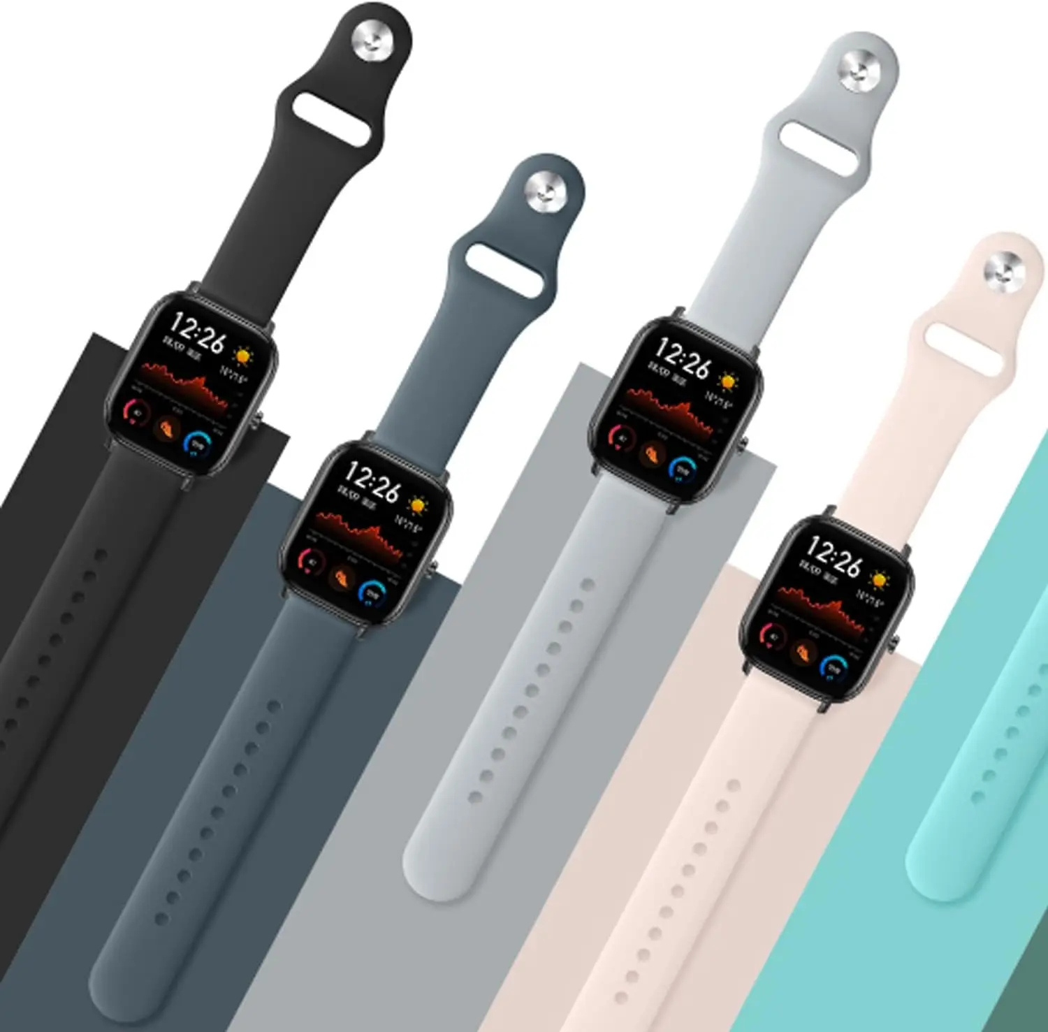 22mm 20mm Silicone Band For Amazfit Bip 3 3 Pro/Bip 6 5/Bip Max Sport Watch Strap For Amazfit Active/GTS/GTR 4 3 2/Balance 3 2