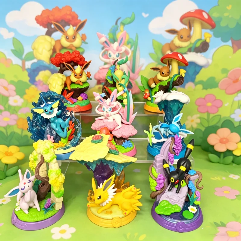 lot-de-9-figurines-d'action-pokemon-anime-serie-enjoy-club-eevee-family-boite-mystere-ornement-de-bureau-modele-en-pvc-kawaii-jouets-cadeau