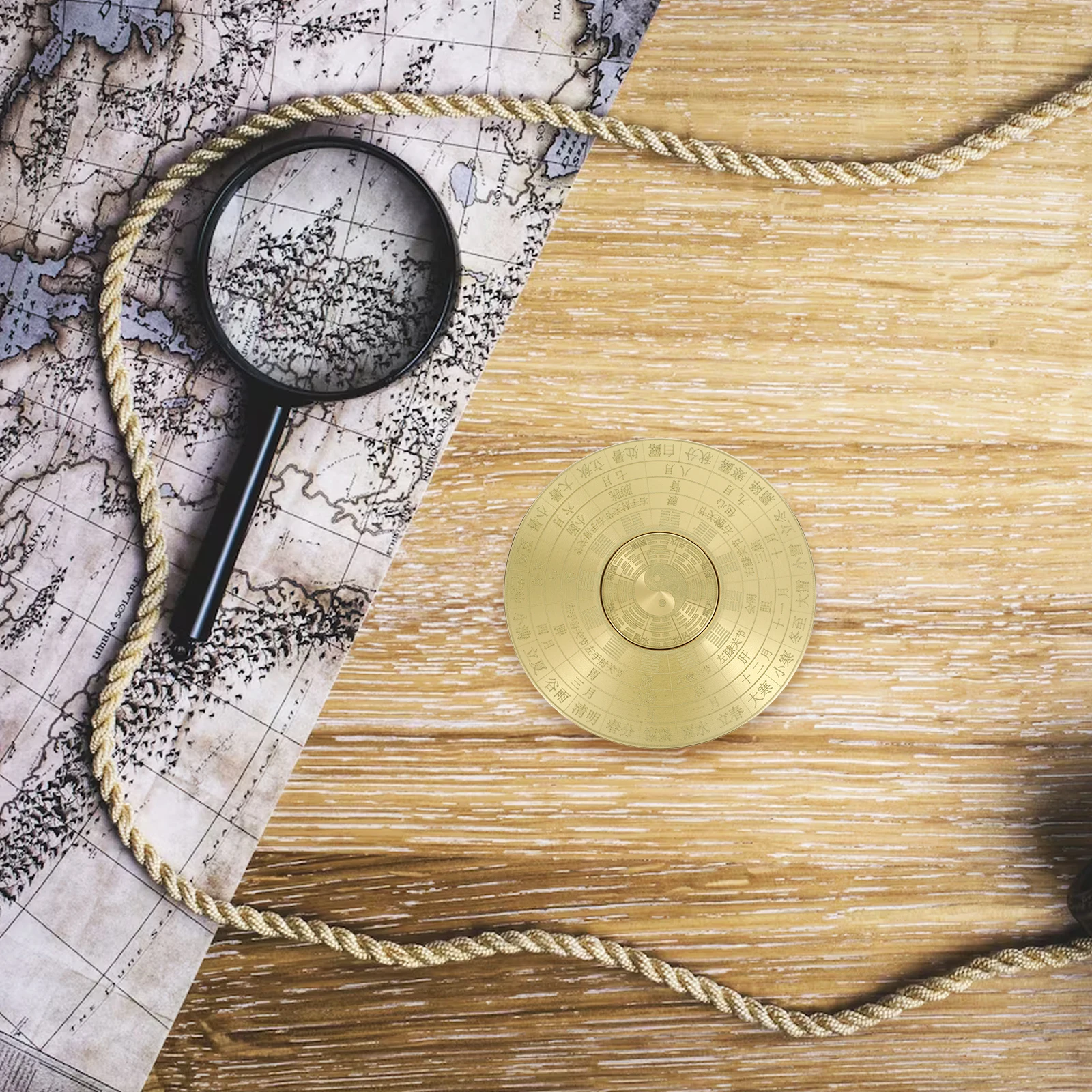 

Brass Compass Portable Decor Traditional Chinese Toys Small Size Home Office Decor Delicate Ancient Taoist