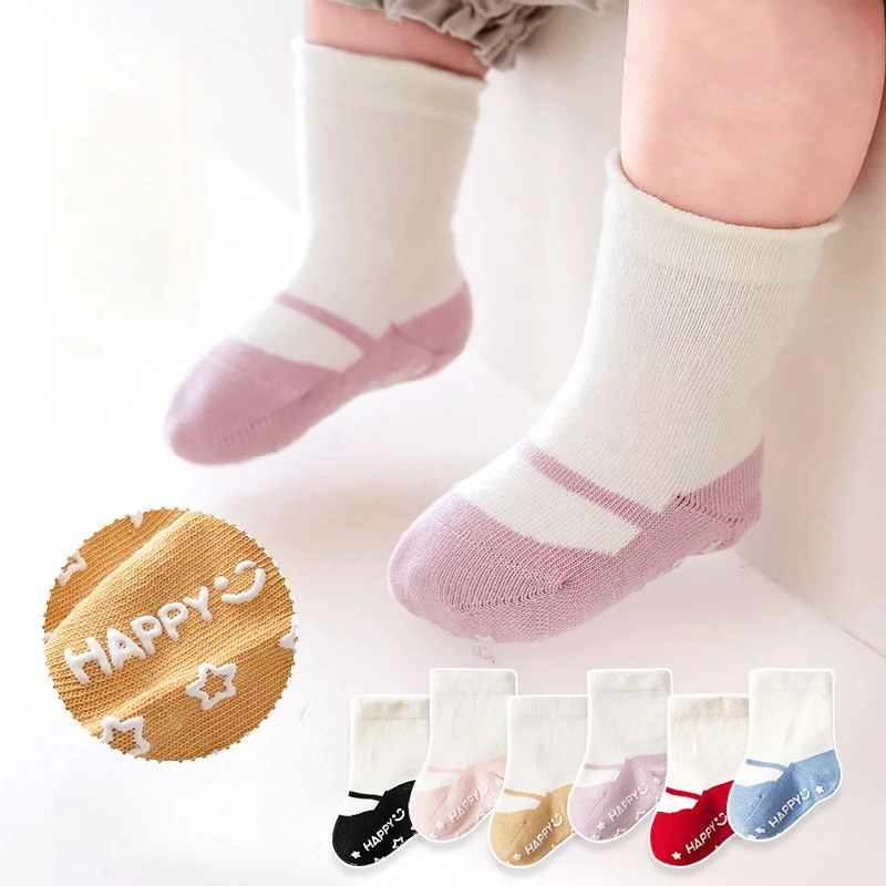 

Korean New Baby Patchwork Anti-slip Rubber Floor Socks Cotton Breathable Newborn Infant Toddler Boys Girls Socks 0-5Y