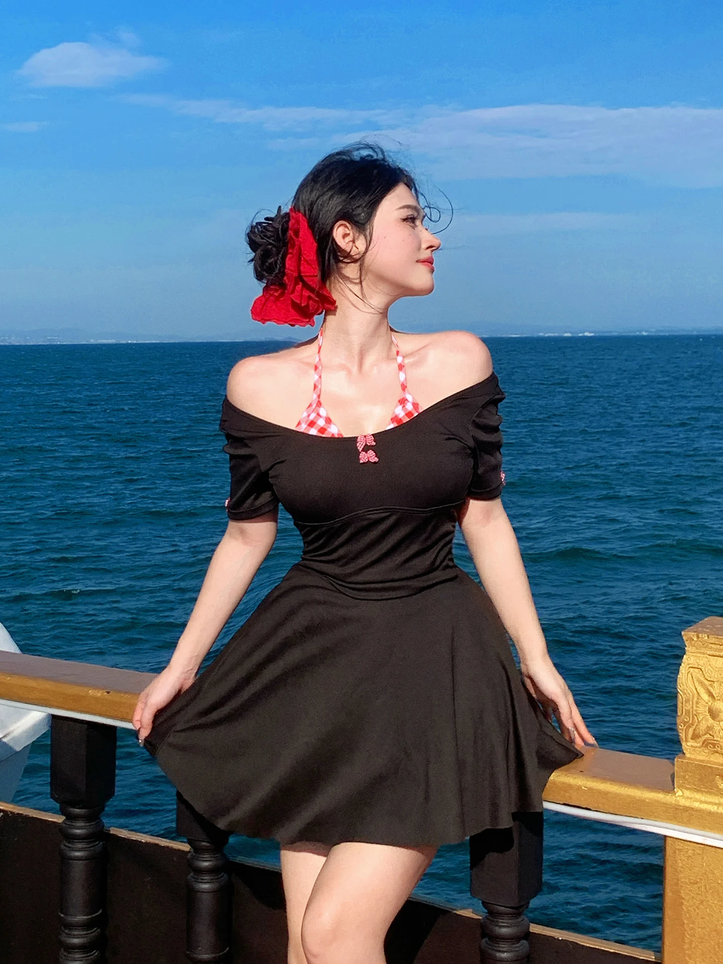 

Купальник в консервативном стиле для полных девушек, термокупальник для спа, сексуальный комплект из двух частей Pure Desire, корректирующий фигуру