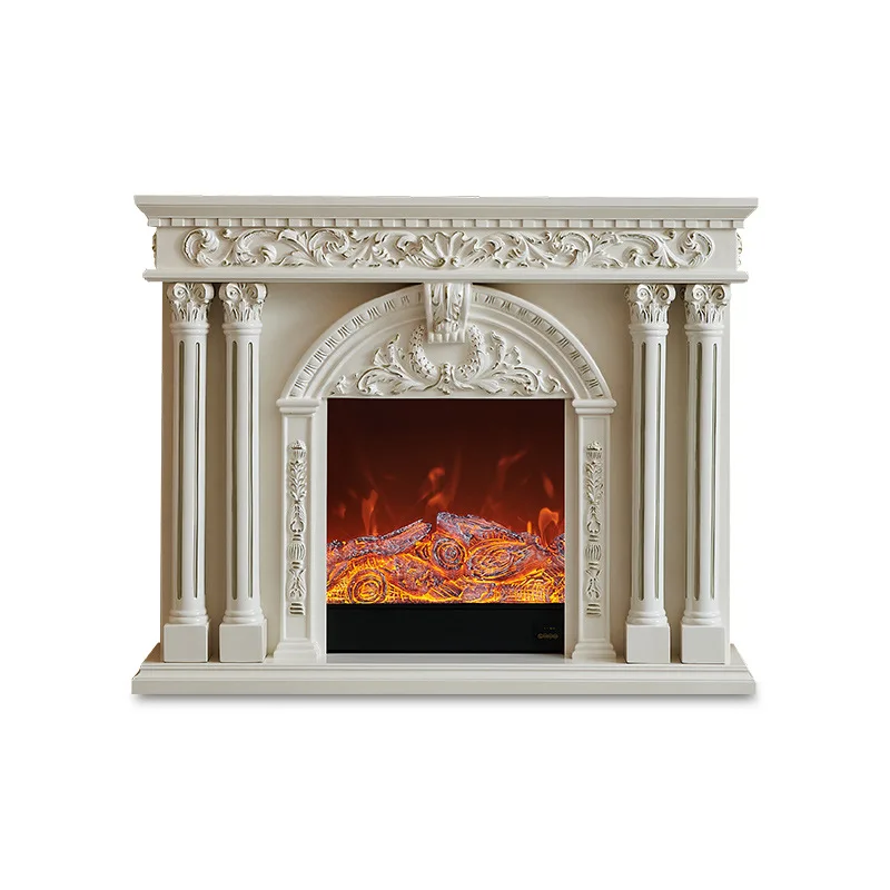 European-style fireplace solid wood, American-style home villa living room simulation heating fireplace, decorative cabine