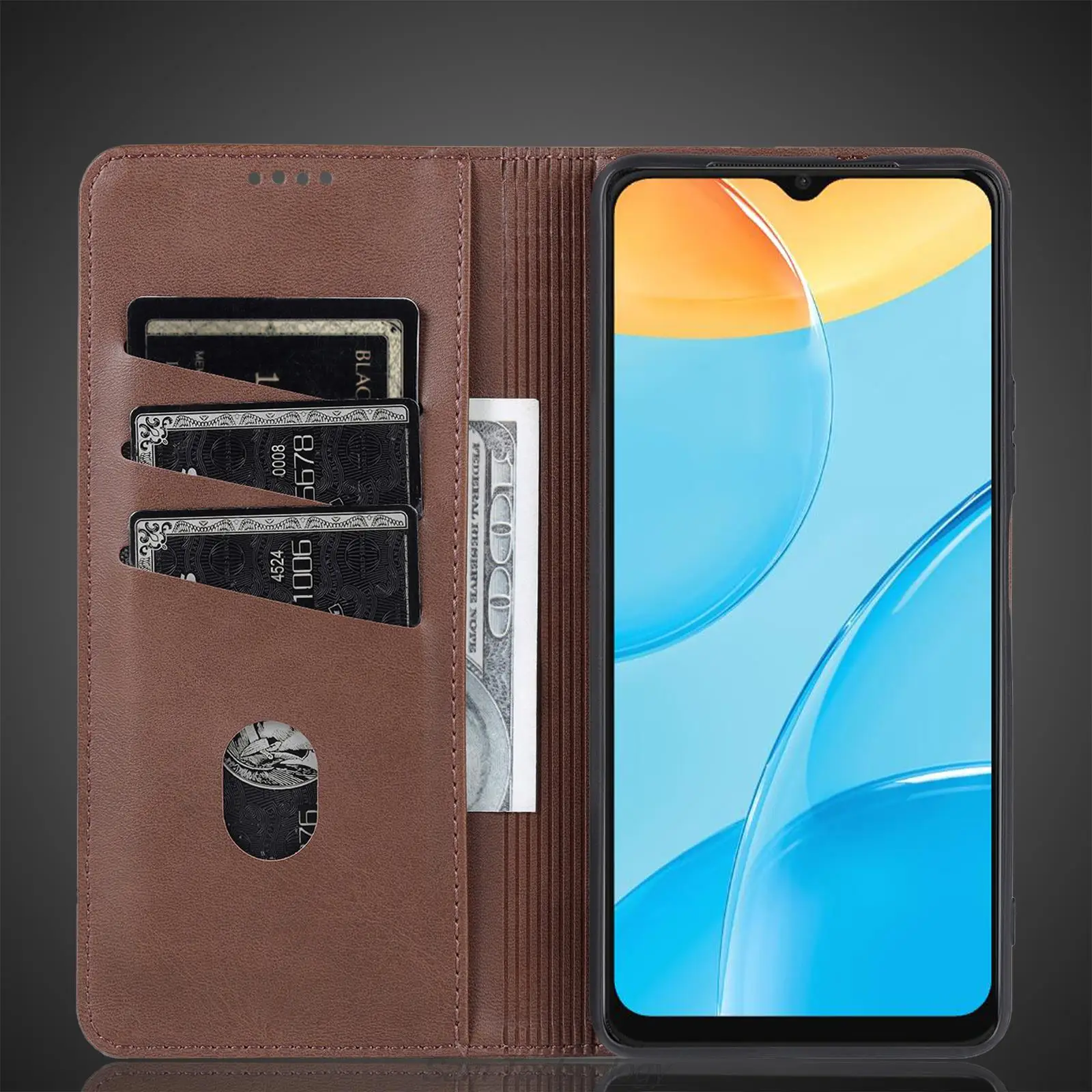 Deluxe Magnetic Adsorption Leather Fitted Case for OPPO A15 A15s OPPO A15 s Flip Cover Protective Case Capa Fundas Coque