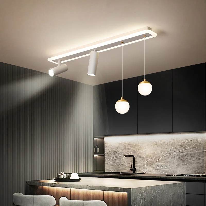 Lustre moderno de teto LED com holofotes, Candeeiros brancos de faixa longa, Sala de estar, Jantar, Cozinha, Corredor, Iluminação Interior, Novo