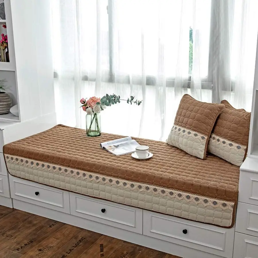 

Подушка для подоконника в стиле фермерского дома, нескользящие накладки для подоконника-эркера, для спальни, 27,55 x 70,86 дюймов, цвет шоколадный