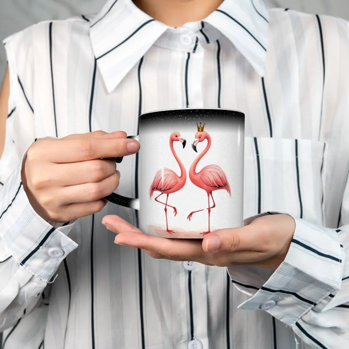 Royal Pink Flamingo With Crown Mug Funny Ceramic Coffee Cups Tea Mugs Milk Cup Drinkware Gift for Woman Man