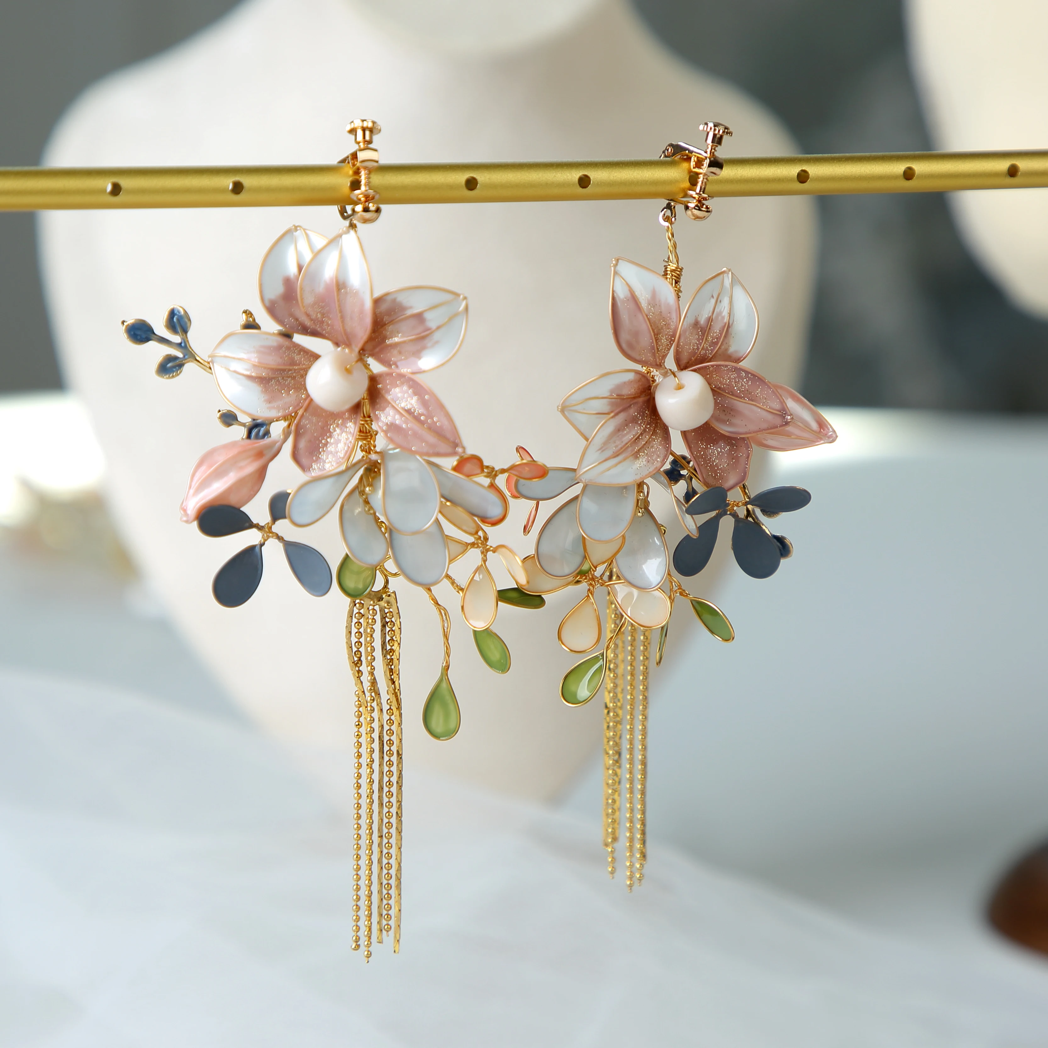 

Gorgeous Retro Earring clip Jewelry Baroque luxury earrings Rhinestone Turkish Prom Jewelry