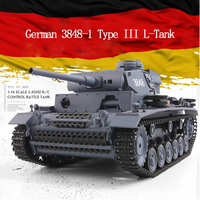 1/16 Scale 2.4G HENG LONG 7.0 Plastic Metal German Panzer III L RTR Gift Model 3848 Machine Gun Sound  Remote Control Tank