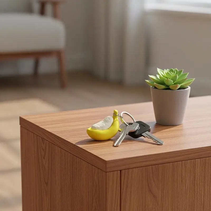 1 Stück 3D-Druck Bananen-Fidget-Schlüsselanhänger Mechanischer Schalter Klicker Fidget-Spielzeug Tragbarer Stressabbau-Quetschschlüsselring Neuartiges Geschenk – Detail 5