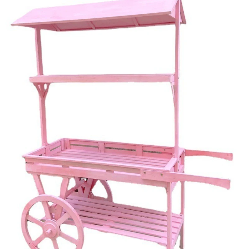 

American country retro wooden succulent flower stand, trolley greenhouse, window rack, flower shop display stand