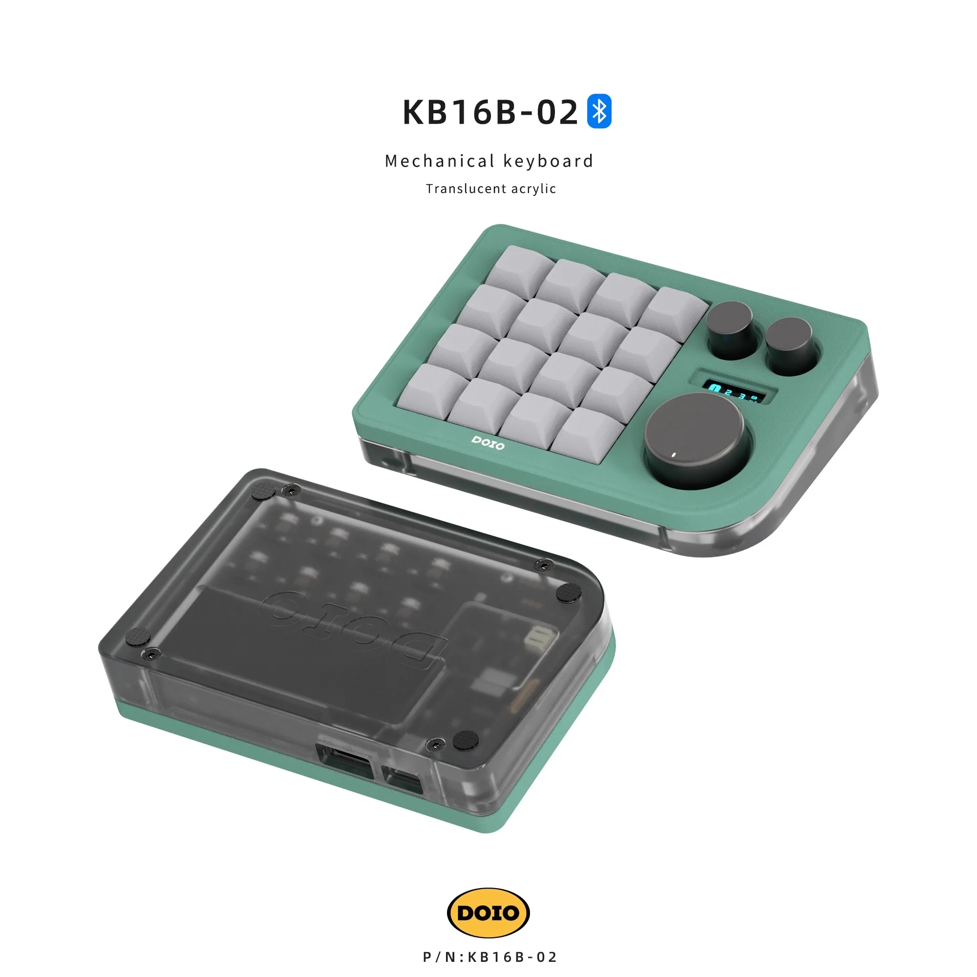 DOIO KB16B-02 Teclado mecánico inalámbrico Bluetooth dos modos con perilla 16 teclas diseñador Mini teclado personalización regalos