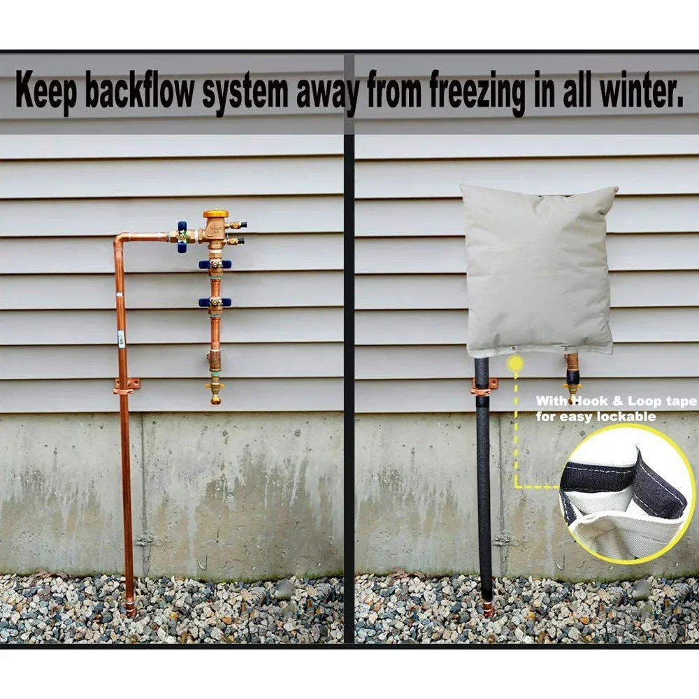 Outdoor Backflow Preventer Cover Pouch Insulated Pouch For Winter Pipe Freeze Protection Valve Backflow Preventers For Water