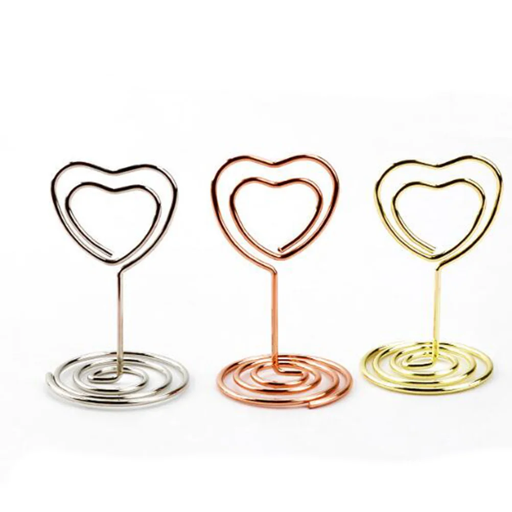 

20 Pcs Love Note Holder Heart Shaped Memo Clip with Base Paper Clips Wedding Supplies
