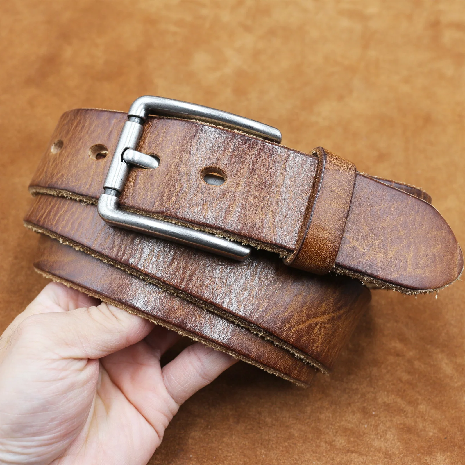 3.8cm Men's Light Luxury Business Belts Male Belt Genuine Leather Retro Cowhide Fashionable Casual Formal Trousers Belt for Man