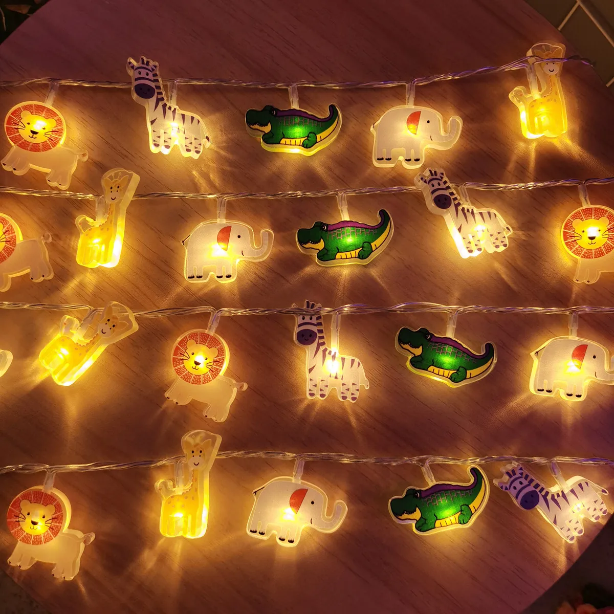 Wild Animal LED String Lights Lion Giraffe Zebra Elephant Kids Bedroom Birthday Party Decor Fairy Lamp