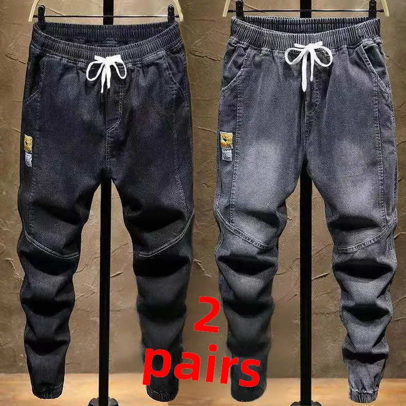 Men's Casual Work Jeans Autumn Style Cuffed Denim Pants Youth Trendy Straight Leg Harlan Workwear Resistant to Wear And Tear