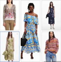 Foreign trade original single Spanish new crew-neck printed asymmetrical women's knitwear