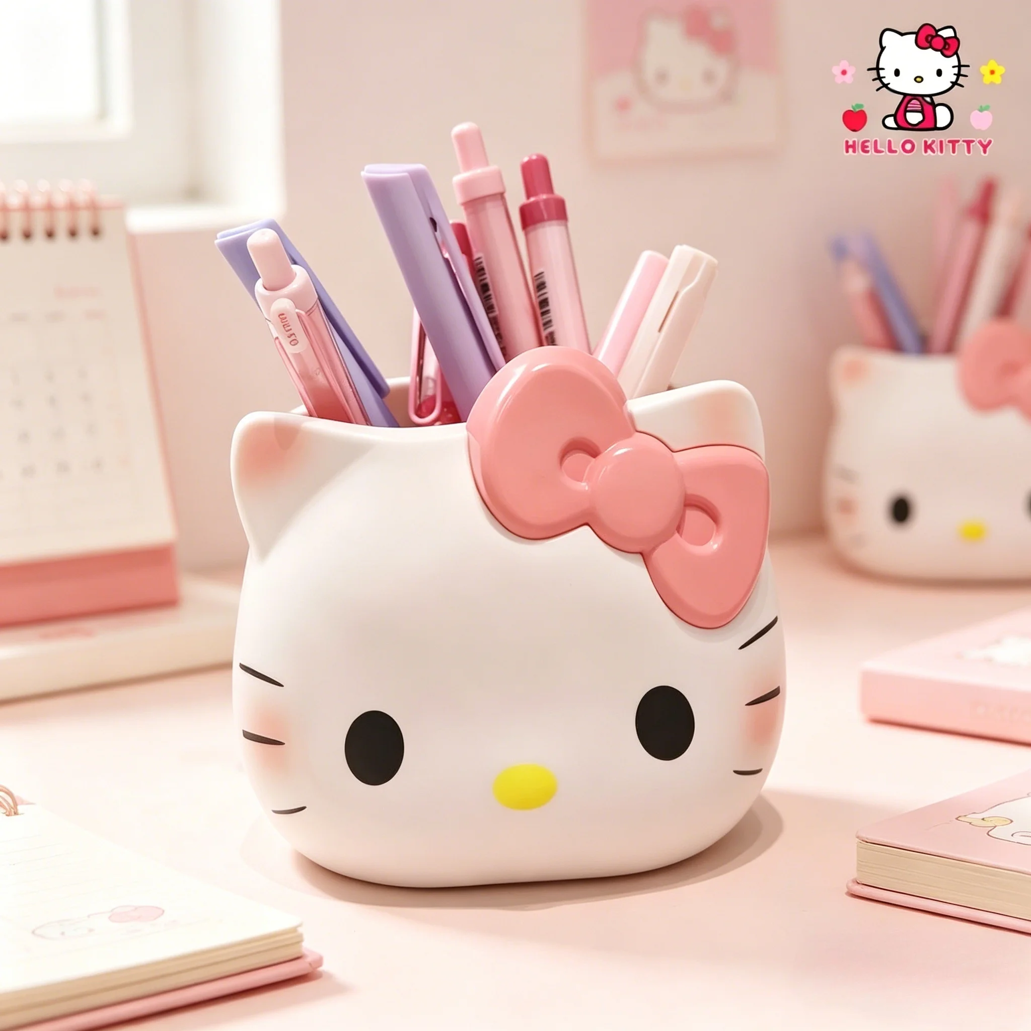 Kawaii Hello Kitty Adorable Pencil Holder Student Stationery Desktop Organizer Makeup Storage Box Pretty Festival Decor Present