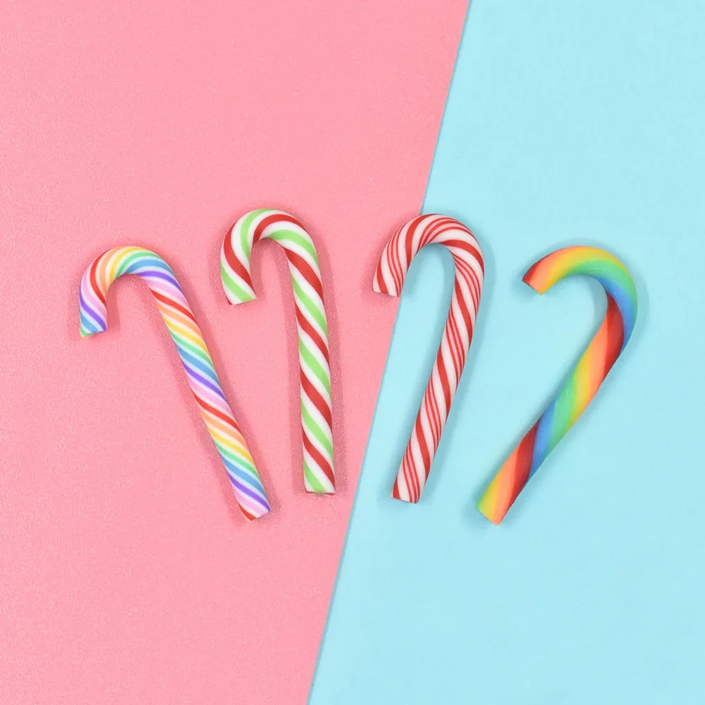 

10pcs Simulation Mini Soft Clay Candy Polym Clay Sprinkl Fairy Diy House Decoration Cute Candy Cane Miniatur Decor Accessories