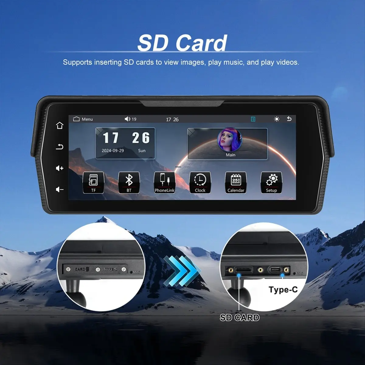 Compatible Navigation 6.8inch Motorcycle Monitor Carplay Android Auto IP67 Waterproof Touch Screen Bluetooth