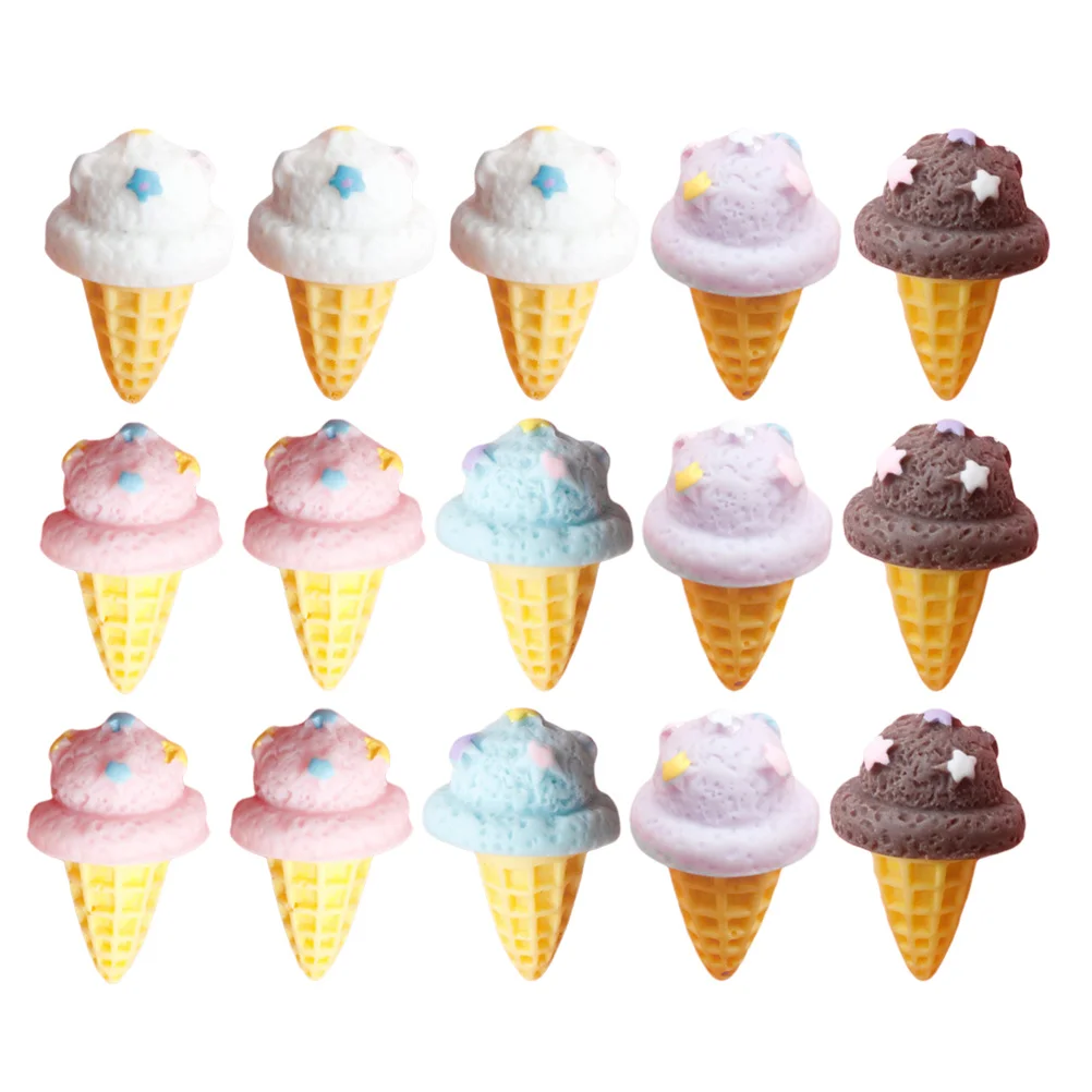 디저트 가게 디스플레이 액세서리용 16개 시뮬레이션 가짜 아이스크림 콘, 실물 같은 인공 아이스크림 소품 다기능