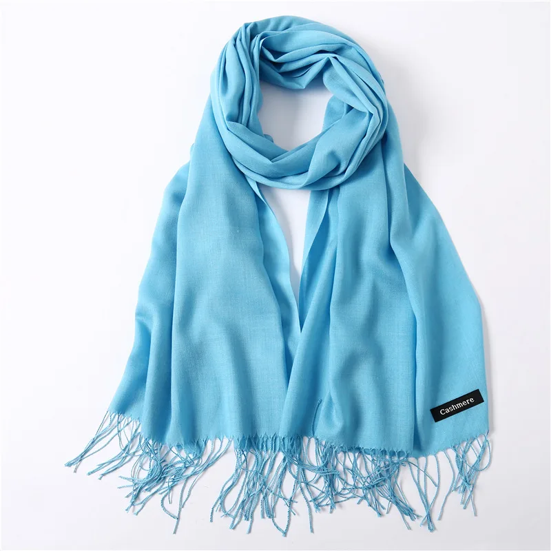 Fashion Solid Schal Frauen Kaschmir Weiche Winter Warme Schals Hijab Weibliche Lange Stirnband Schal Wraps Bandana Foulard 2022 Echarpe – Detail 2