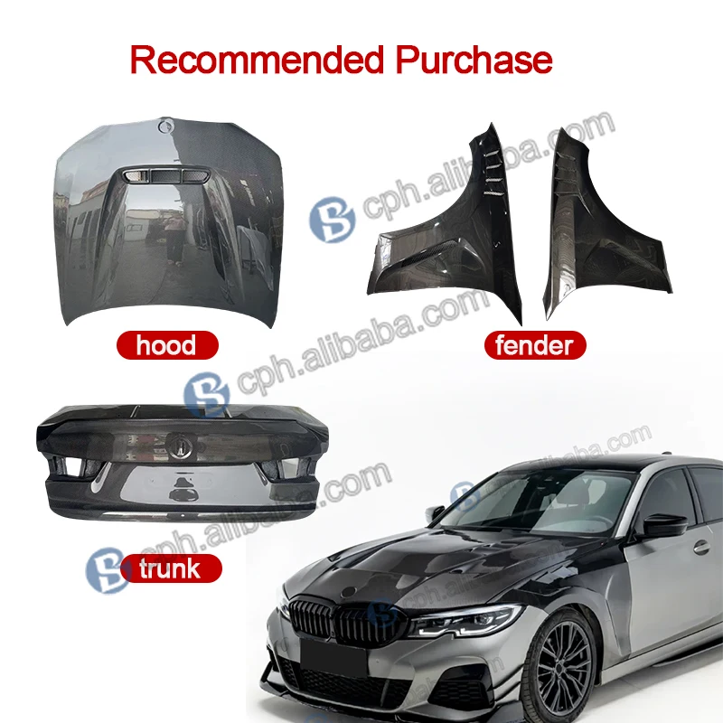 BENSNEES Customized Black Car Front Side Carbon Fiber Fender For BMW 3 Series G20 G28 330i M340i Lci 2019-2023 Upgrade