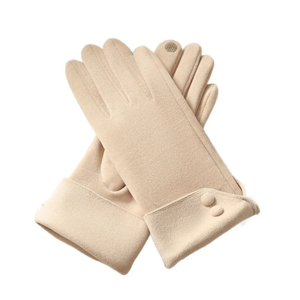 

Fashion Thickened Women Suede Gloves Windproof Touch Screen Gloves Full Finger Keep Warm Winter Mittens Sports