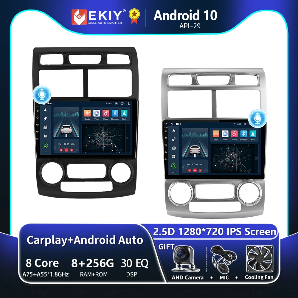 EKIY T8 8G 256G For Kia Sportage 2 2004 2005 2006 2007 - 2010 Car Radio Multimedia System Navigation GPS Android Auto 2 Din DVD