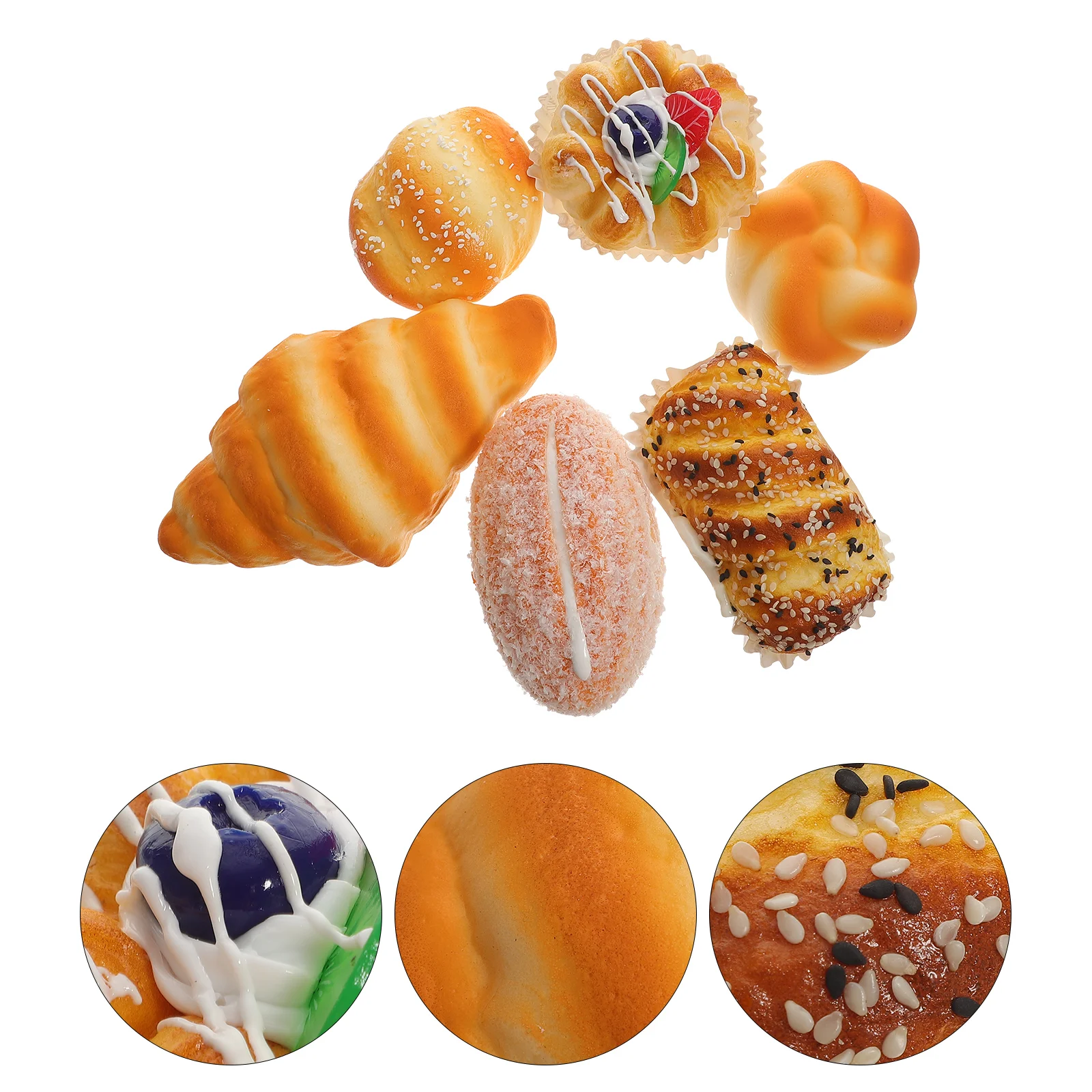 

6 Pcs Simulated Bread Tots Toys Birthday Decoration for Girl Simulation Food Model Prop Pu