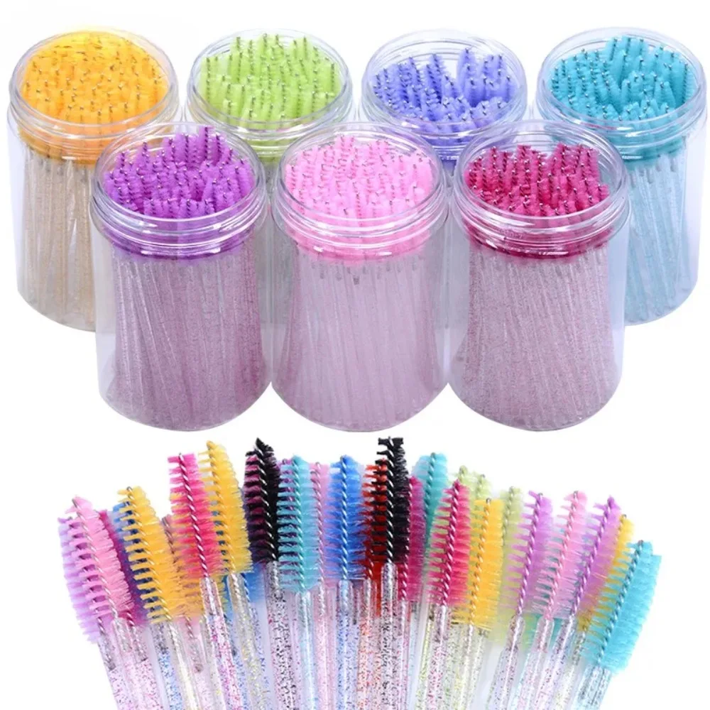 50 Stuks Wegwerp Wimper Extension Borstels Wenkbrauw Wimper Borstel Spoolies Mascara Wands Met Container Case Beauty Makeup Tools